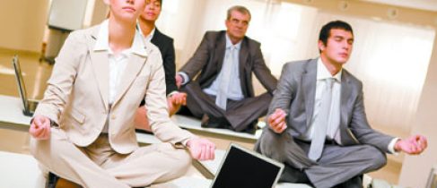 Meditating business partners